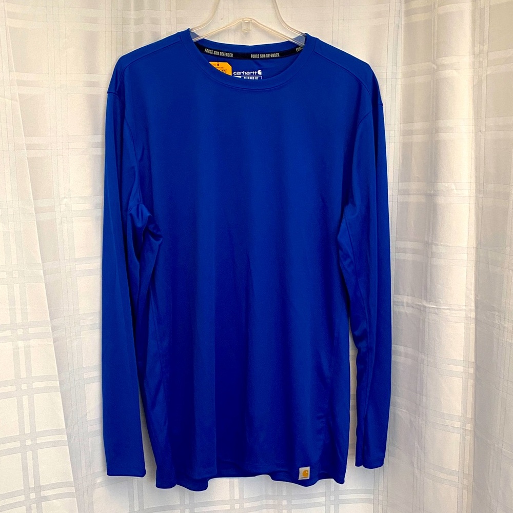 Carhartt Men's Force Sun Defender Lightweight Vibrant Blue Long Sleeve Tee Large